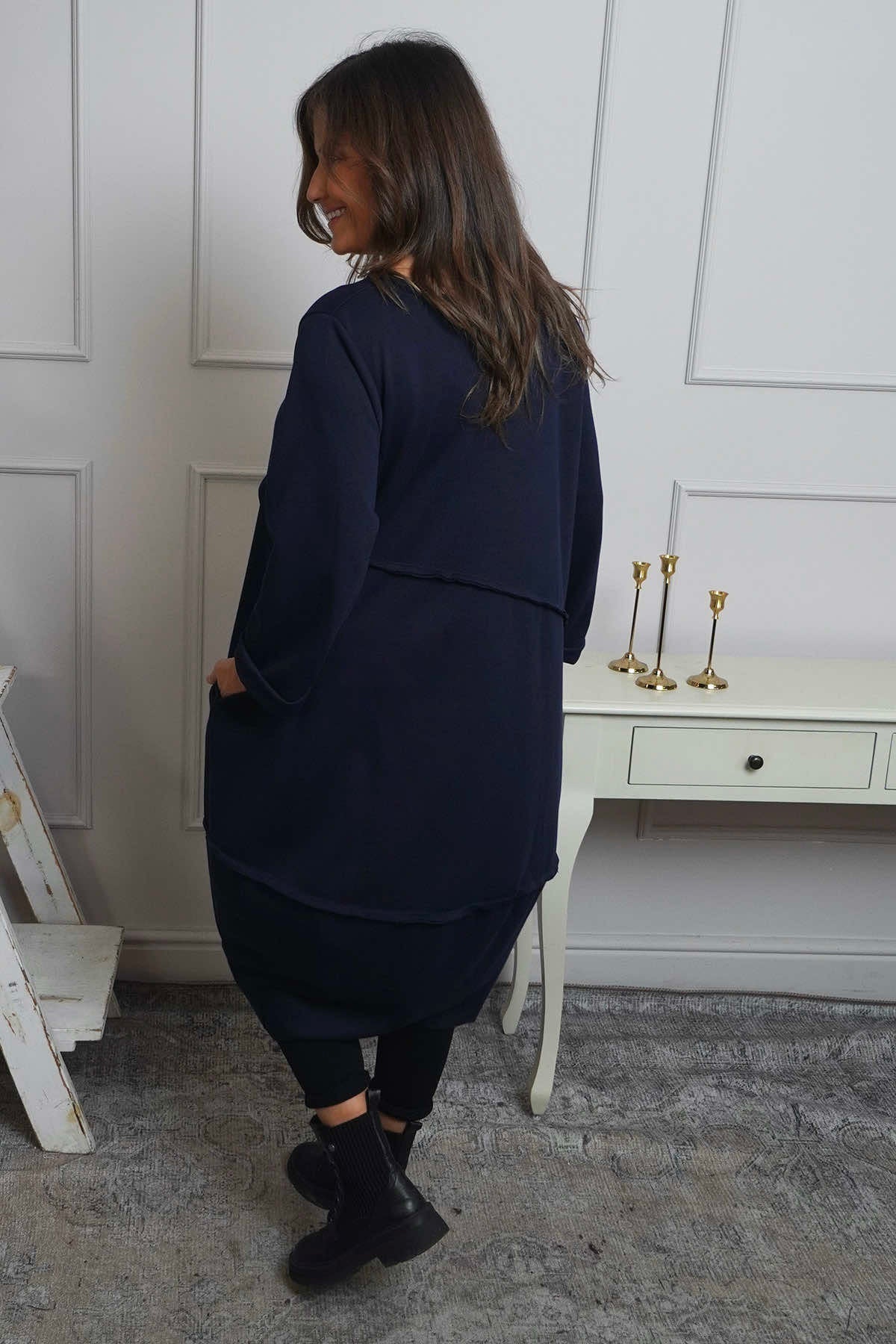 Minnie Seam Detail Cotton Tunic Navy