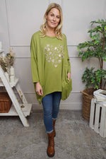 Evette Heart Cotton Top Green Green - Evette Heart Cotton Top Green