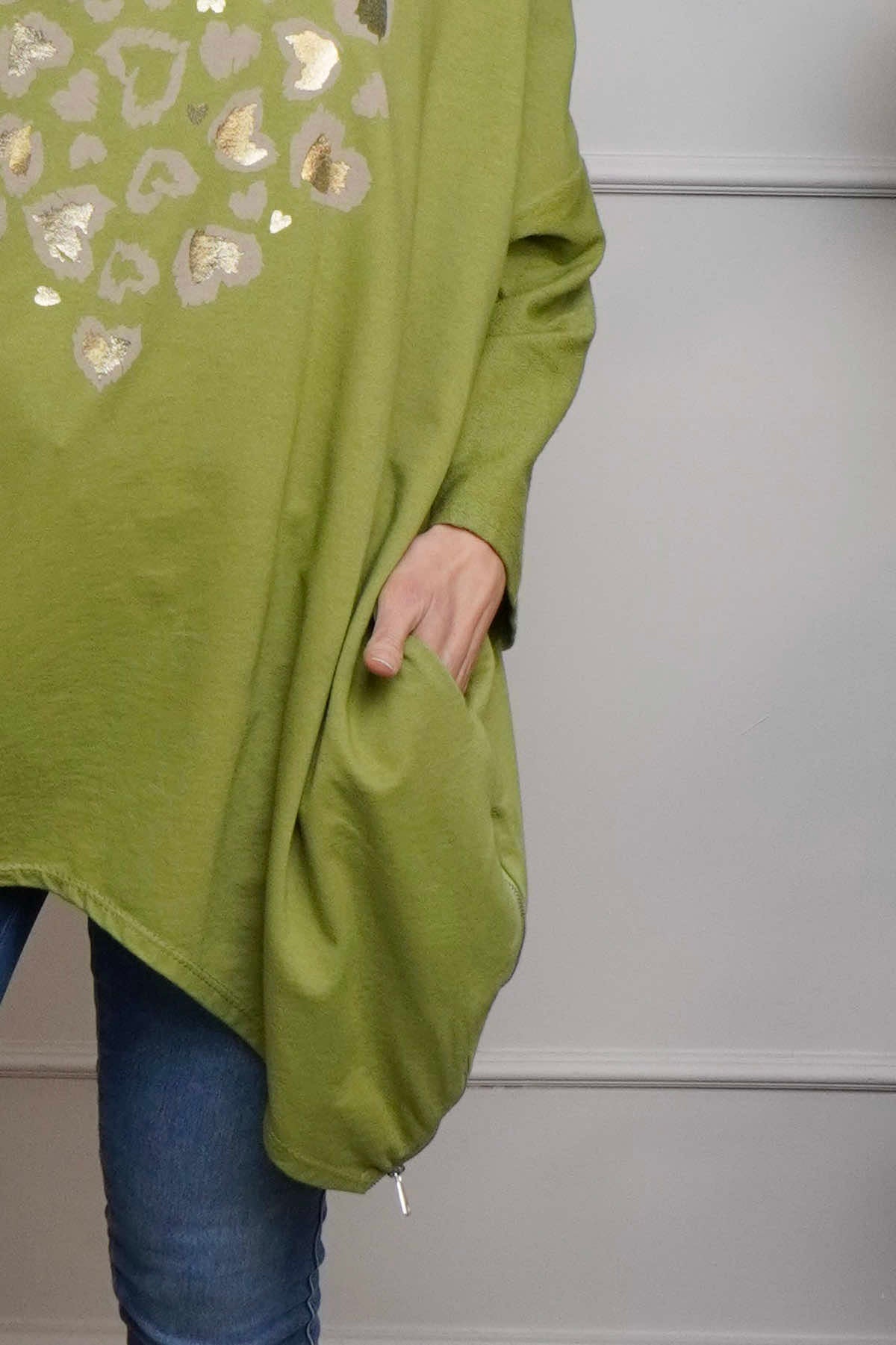 Evette Heart Cotton Top Green