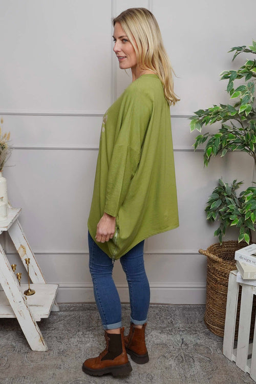 Evette Heart Cotton Top Green - Image 4