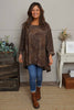 Kacey Print Needlecord Top Nutmeg