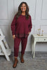Nicky Leopard Print Cotton Top Burgundy