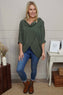 Beulah Cowl Neck Cotton Top Khaki