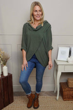 Beulah Cowl Neck Cotton Top Khaki Khaki - Beulah Cowl Neck Cotton Top Khaki