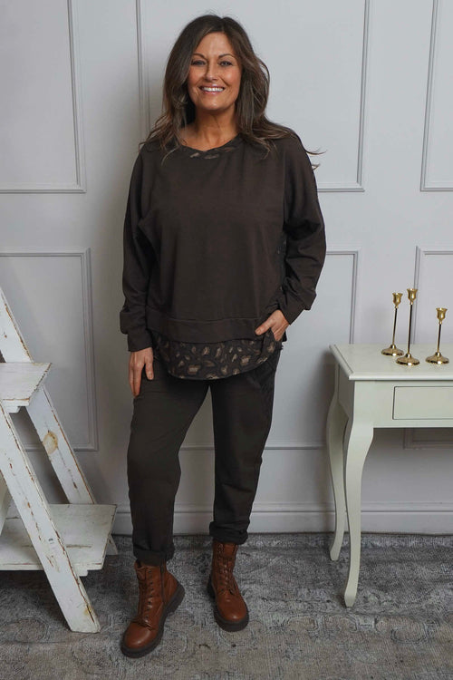 Nicky Leopard Print Cotton Top Cocoa - Image 1