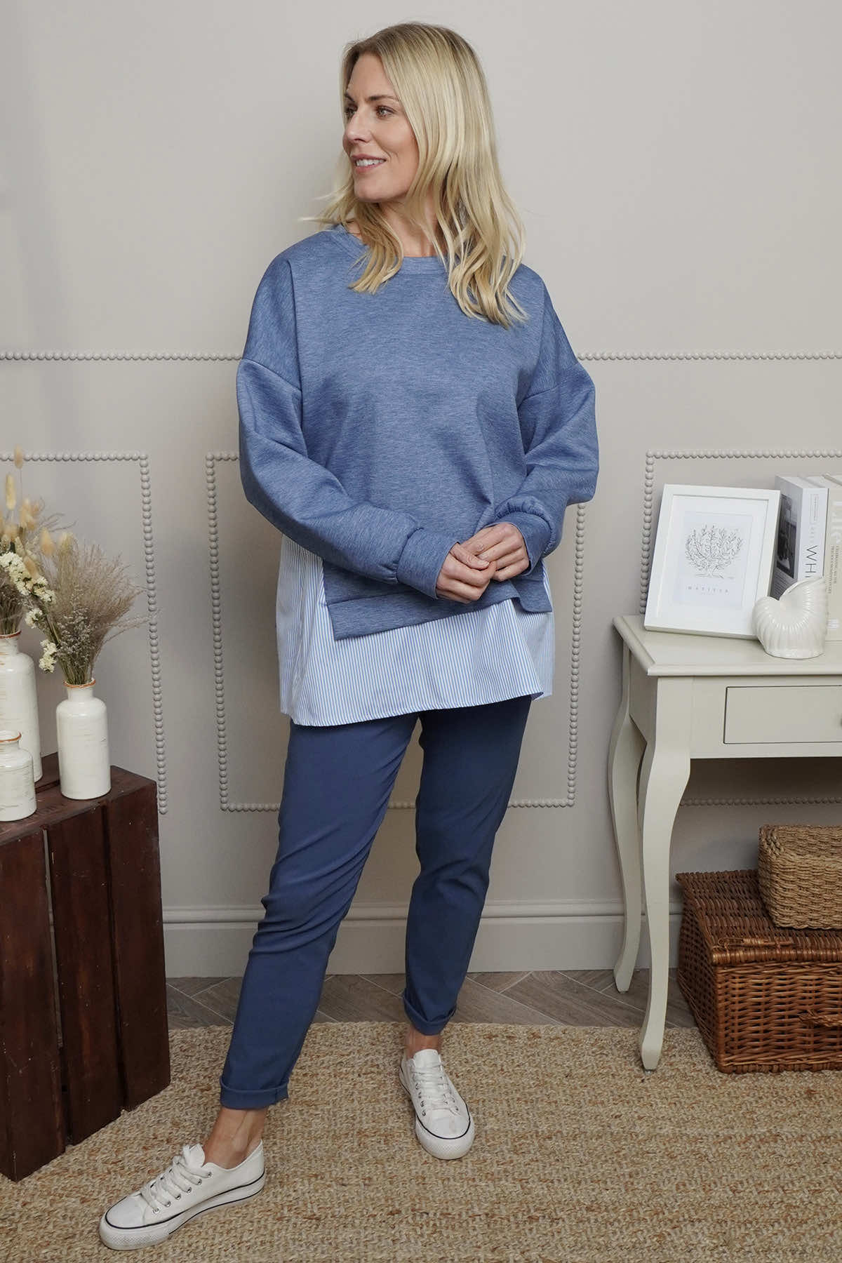 Gail Layer Detail Top Blue
