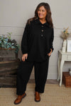 Sybil Button Cotton Sweatshirt Black