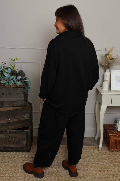 Sybil Button Cotton Sweatshirt Black - Image 4