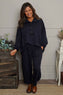 Yasmina Cropped Cotton Trousers Navy