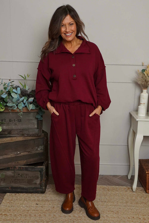 Yasmina Cropped Cotton Trousers Wine - Image 1