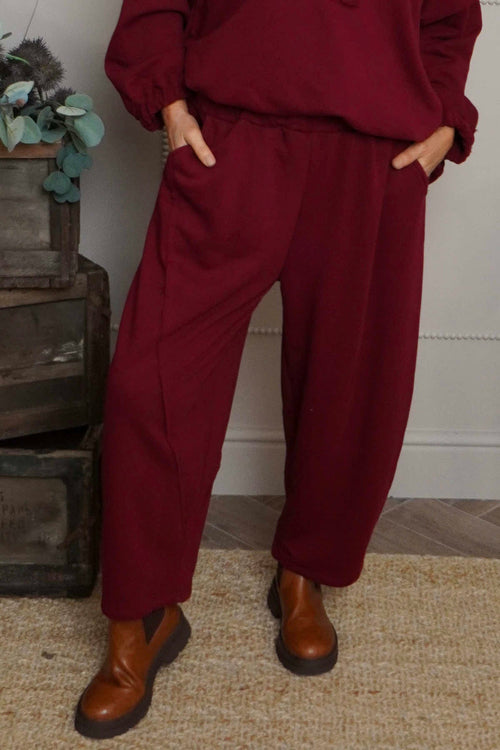 Yasmina Cropped Cotton Trousers Wine - Image 2