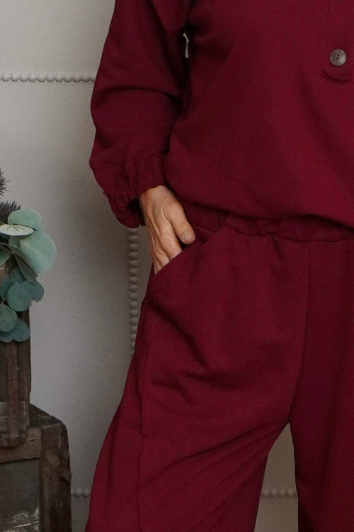 Yasmina Cropped Cotton Trousers Wine - Image 3