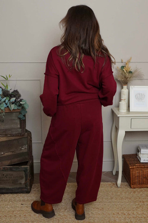 Yasmina Cropped Cotton Trousers Wine - Image 4