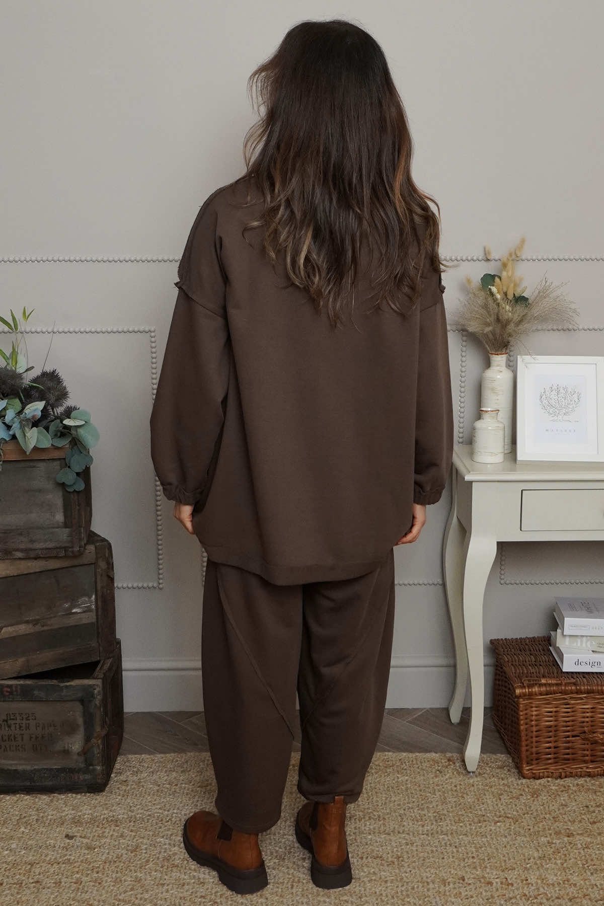 Sybil Button Cotton Sweatshirt Cocoa