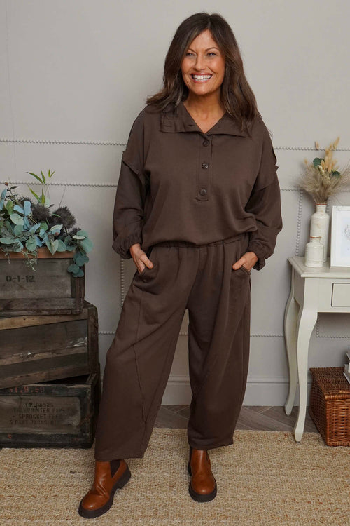 Yasmina Cropped Cotton Trousers Cocoa - Image 1