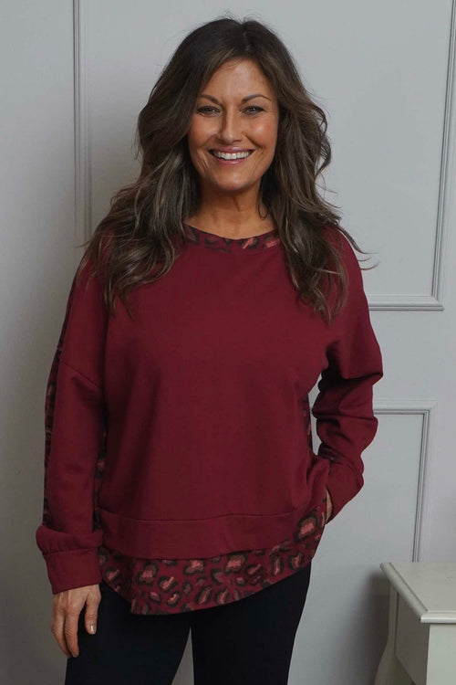 Nicky Leopard Print Cotton Top Wine - Image 2