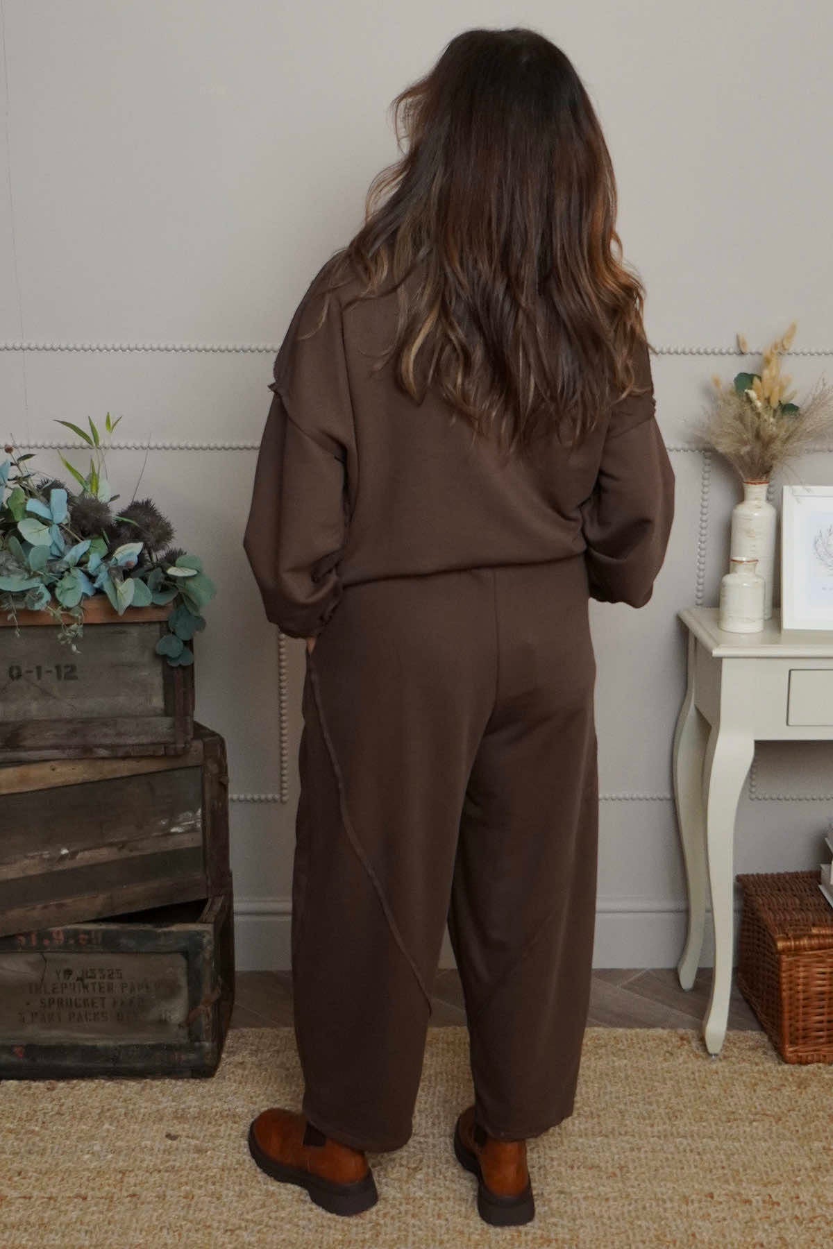 Yasmina Cropped Cotton Trousers Cocoa