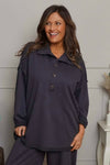 Sybil Button Cotton Sweatshirt Charcoal