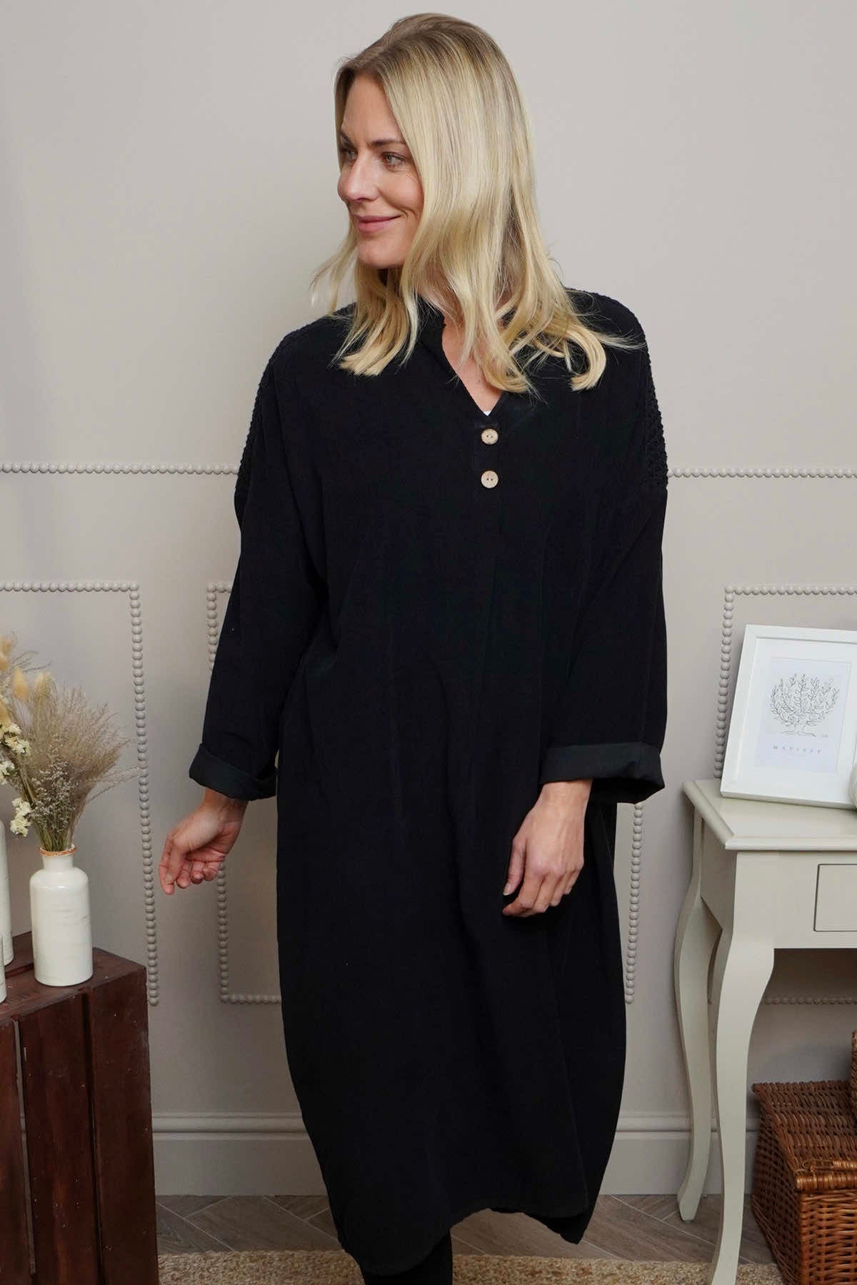 Terrie Needlecord Dress Black