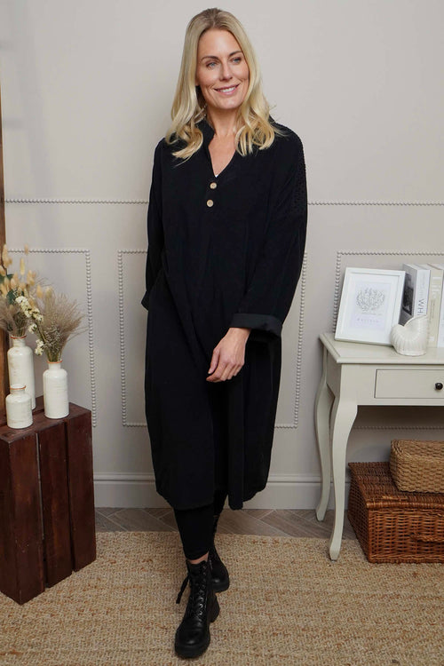 Terrie Needlecord Dress Black - Image 1