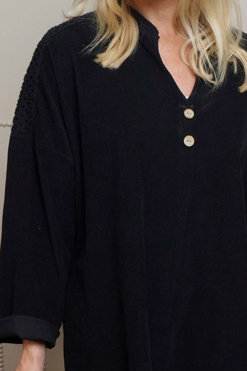 Terrie Needlecord Dress Black - Image 3