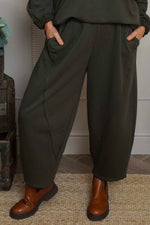 Yasmina Cropped Cotton Trousers Khaki Khaki - Yasmina Cropped Cotton Trousers Khaki