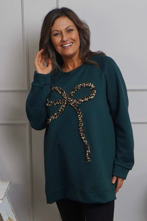 Alice Bow Sweatshirt Bottle Green - Image 2