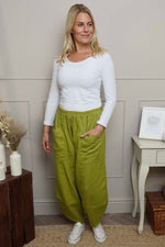 Jerilyn Cotton Trousers Olive Olive - Jerilyn Cotton Trousers Olive