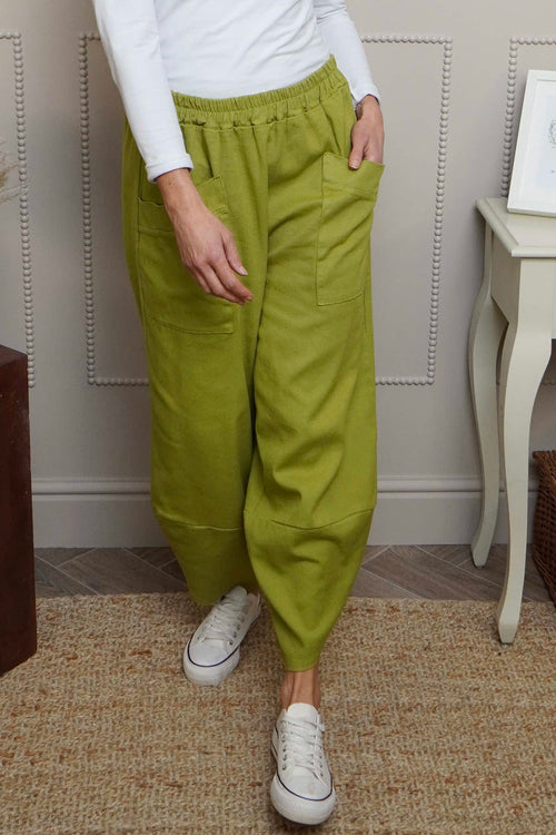 Jerilyn Cotton Trousers Olive - Image 2