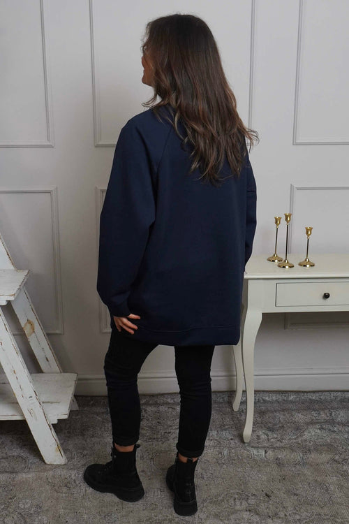 Alice Bow Sweatshirt Navy - Image 4