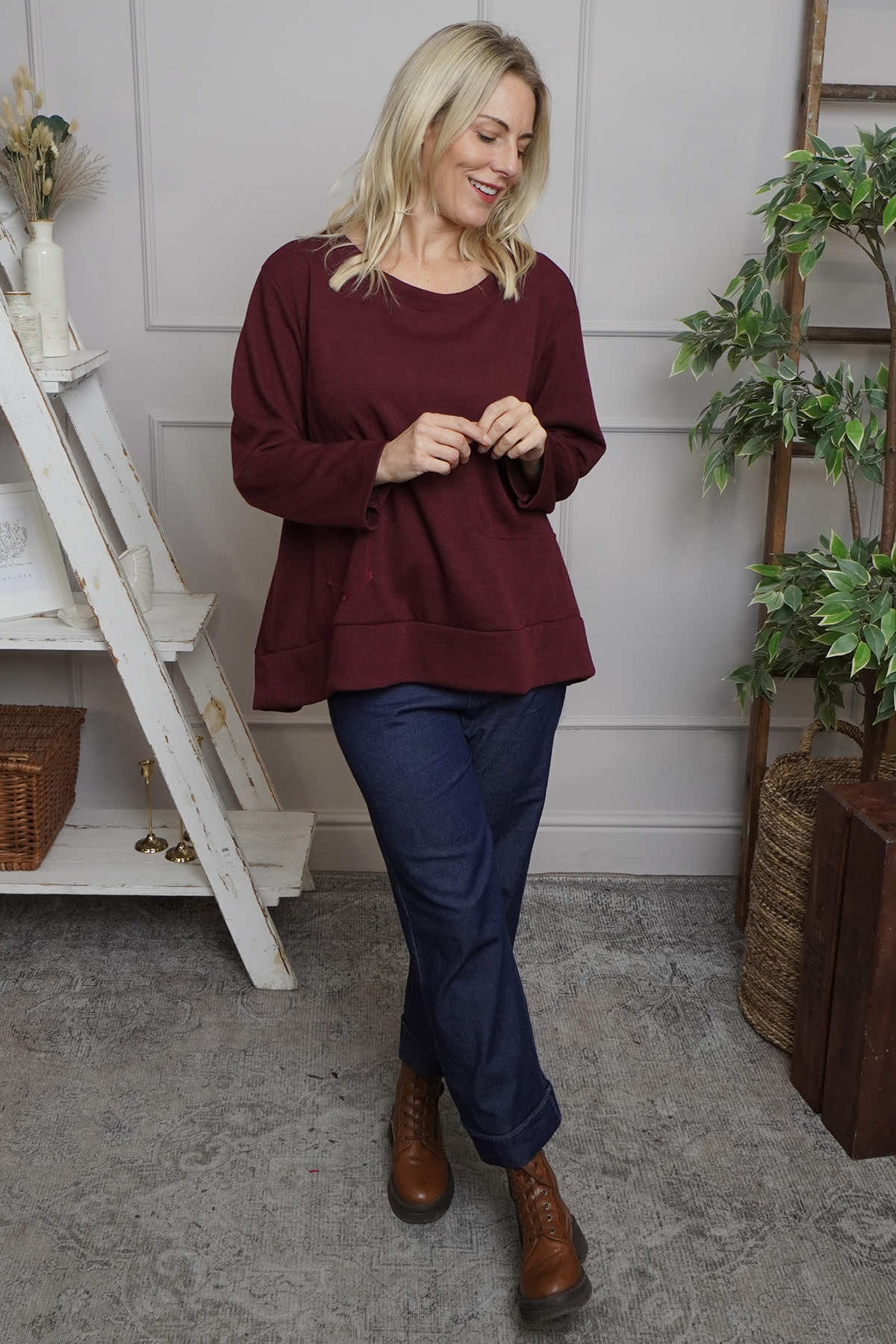 Codie Wool Top Wine