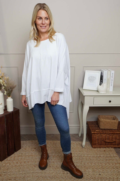 Margie Dip Side Cotton Top White - Image 3