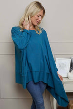 Margie Dip Side Cotton Top Teal Teal - Margie Dip Side Cotton Top Teal