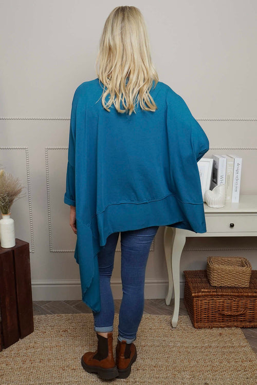 Margie Dip Side Cotton Top Teal - Image 4