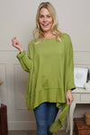 Margie Dip Side Cotton Top Green