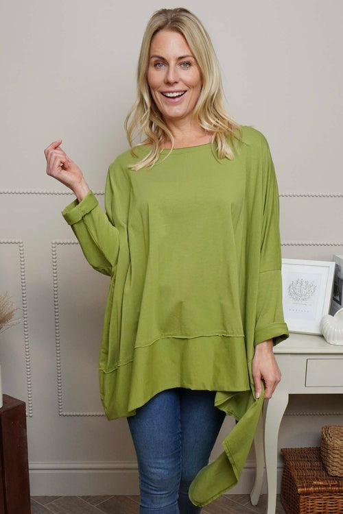 Margie Dip Side Cotton Top Green - Image 1