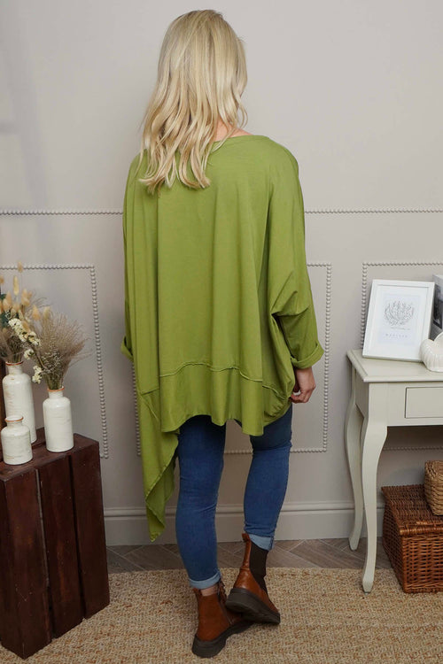 Margie Dip Side Cotton Top Green - Image 4