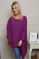 Margie Dip Side Cotton Top Purple Purple - Margie Dip Side Cotton Top Purple