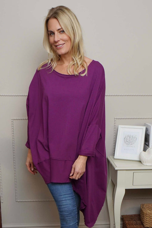 Margie Dip Side Cotton Top Purple - Image 1