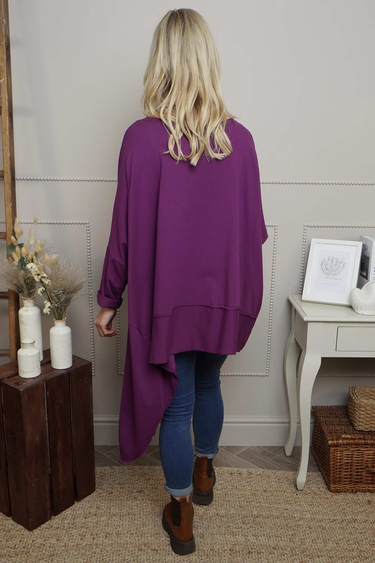 Margie Dip Side Cotton Top Purple