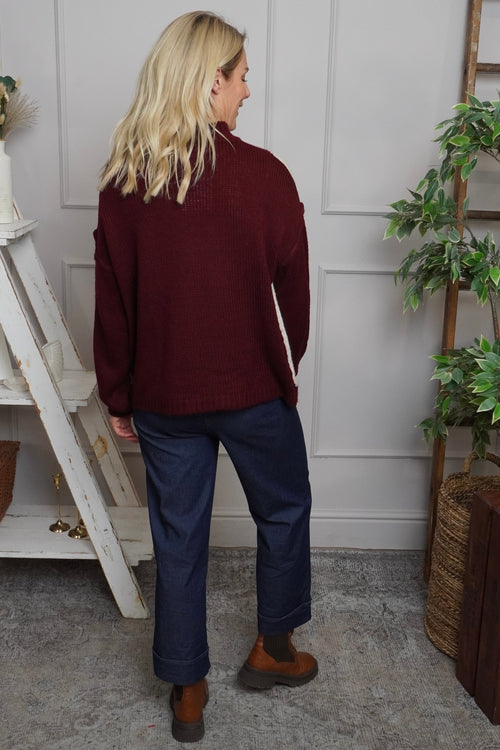 Rodina Argyle Knitted Jumper Wine - Image 4
