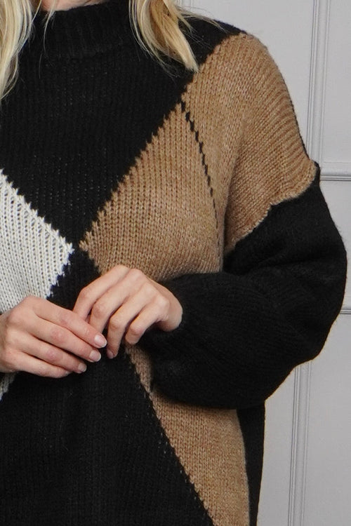 Rodina Argyle Knitted Jumper Black - Image 2