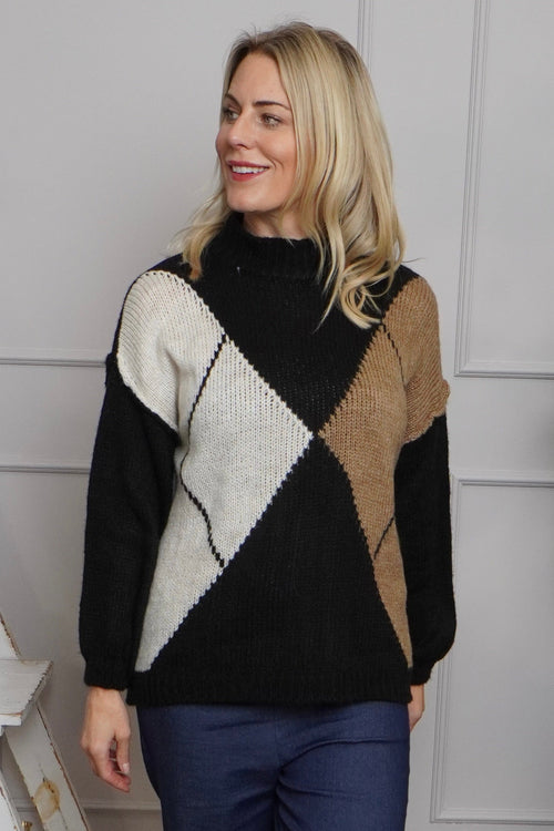 Rodina Argyle Knitted Jumper Black - Image 3