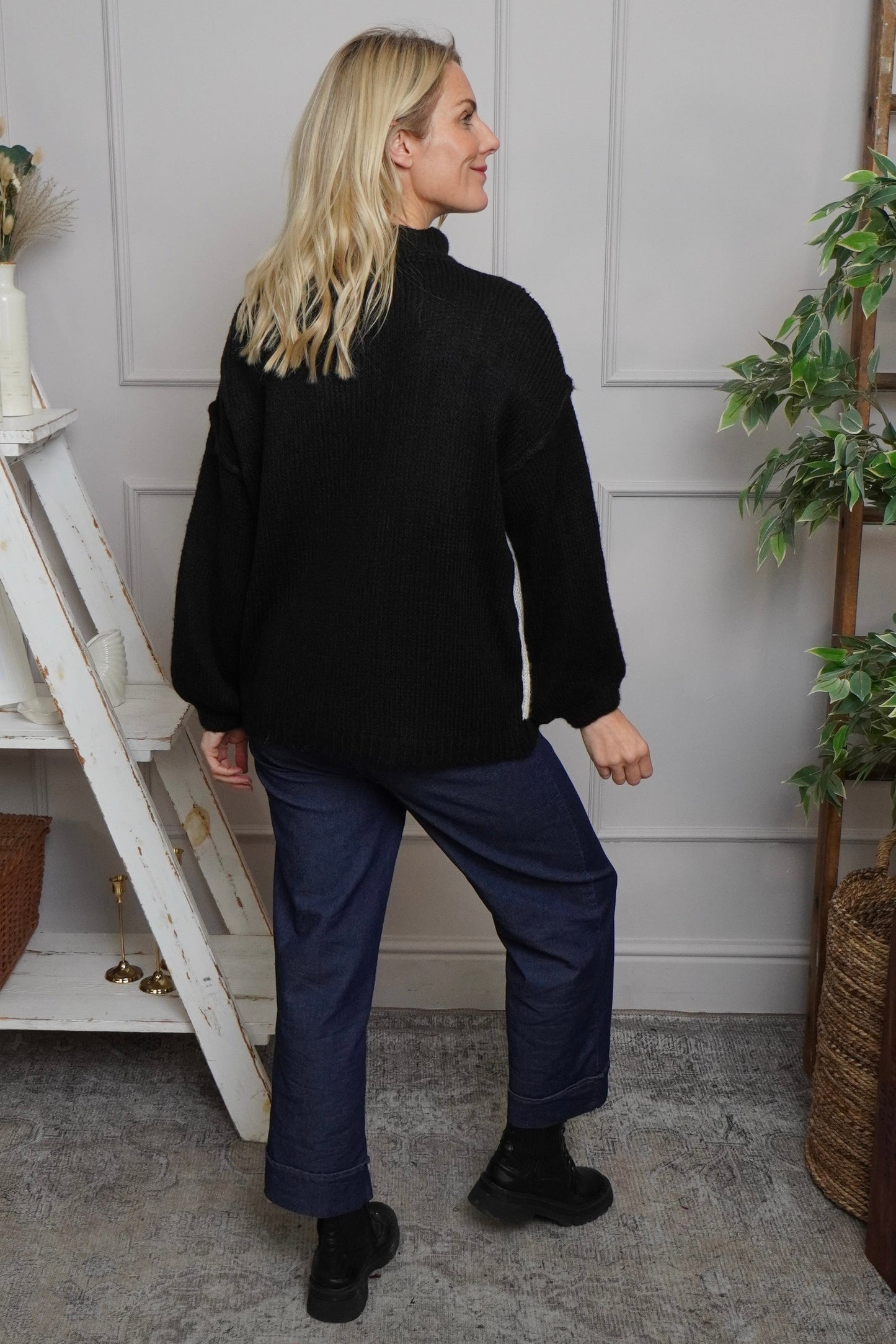 Rodina Argyle Knitted Jumper Black