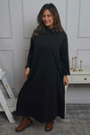 Wanda Zip Polo Cotton Dress Black