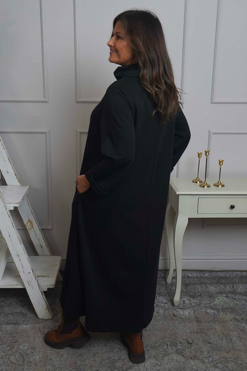 Wanda Zip Polo Cotton Dress Black - Image 4