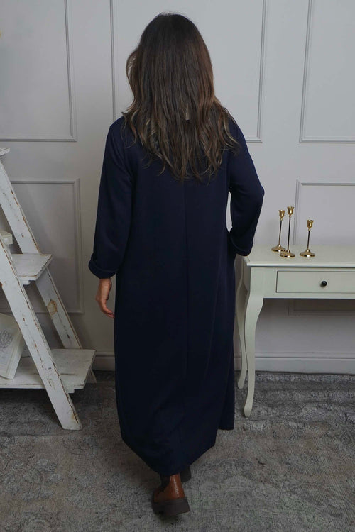 Wanda Zip Polo Cotton Dress Navy - Image 4