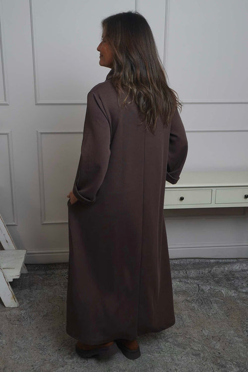 Wanda Zip Polo Cotton Dress Cocoa - Image 4