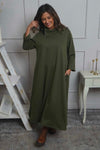 Wanda Zip Polo Cotton Dress Khaki