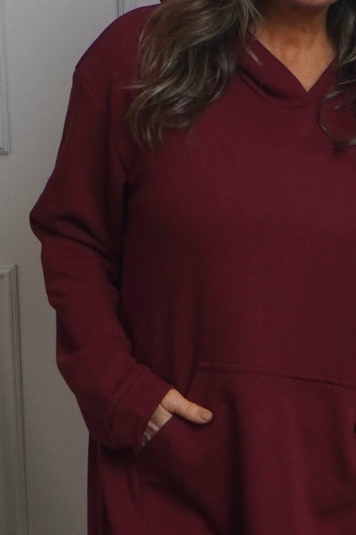 Genaya Hooded Cotton Dress Wine - Image 3